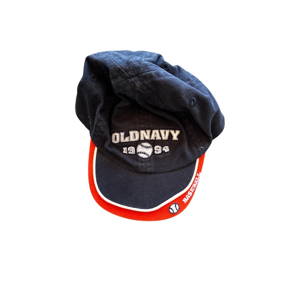 Old Navy Baby‎ Baseball Cap Navy Orange Embroidered Hat 3-6 Months 1994 Graphic
